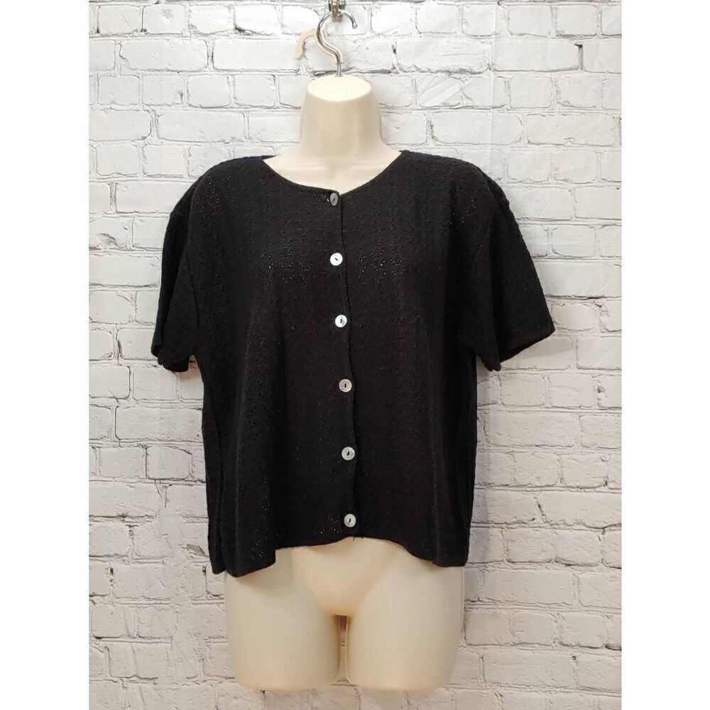 Ellen Ashley Vintage Women's Size Medium Black Knit Cardigan Sweater